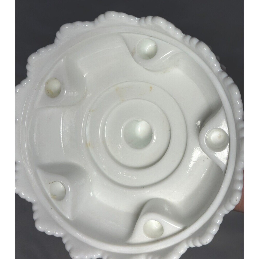 Vintage Fenton Milk Glass Bowl Taper Candle Stick Holder (for 6) Hobnail Footed - Picture 5 of 5